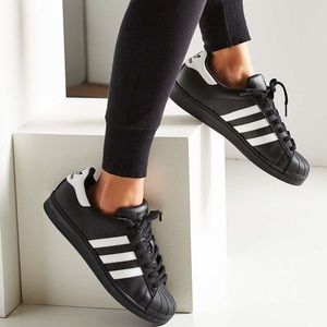 Used Adidas Black Superstar Sneakers
